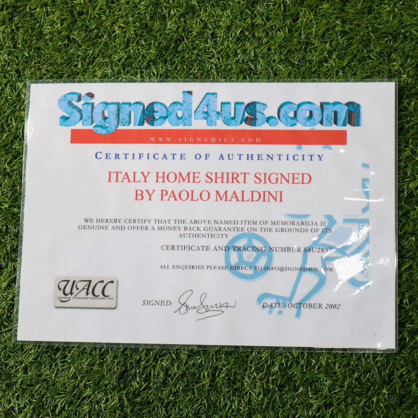 Signed Paolo Maldini Italy 2002 Away